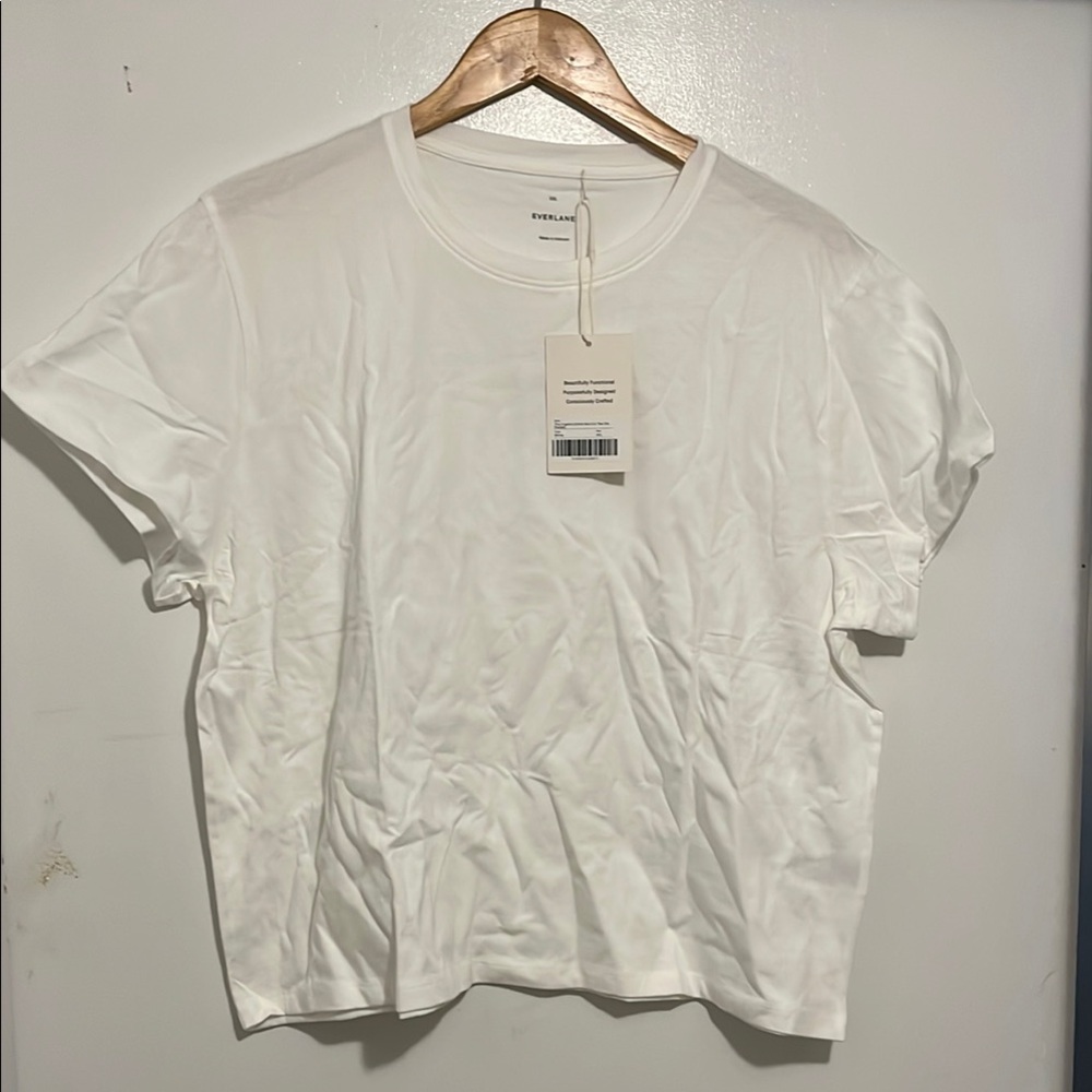 Everlane organic cotton box-cut tee (XXL white), no pocket